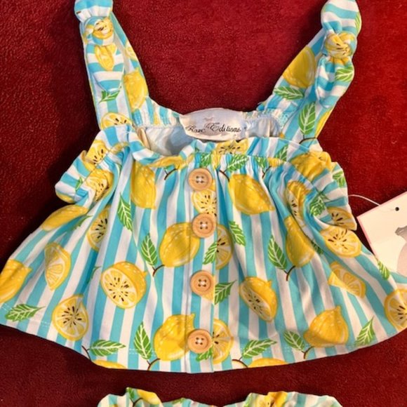 NWT! RARE EDITIONS - Girl's Size 2T - Adorable Striped Pattern 2 Piece Short Set - Picture 4 of 9